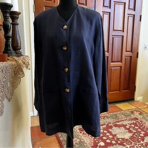 Women’s Navy Button-Front Lightweight Jacket Size 6